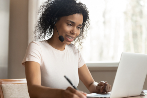 Female employee working remotely