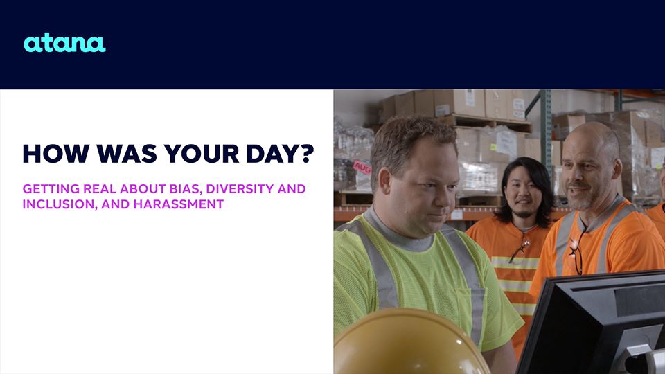 Text saying "How Was Your Day? Getting Real about Bias, Diversity and Inclusion and Harassment" and an image from the course